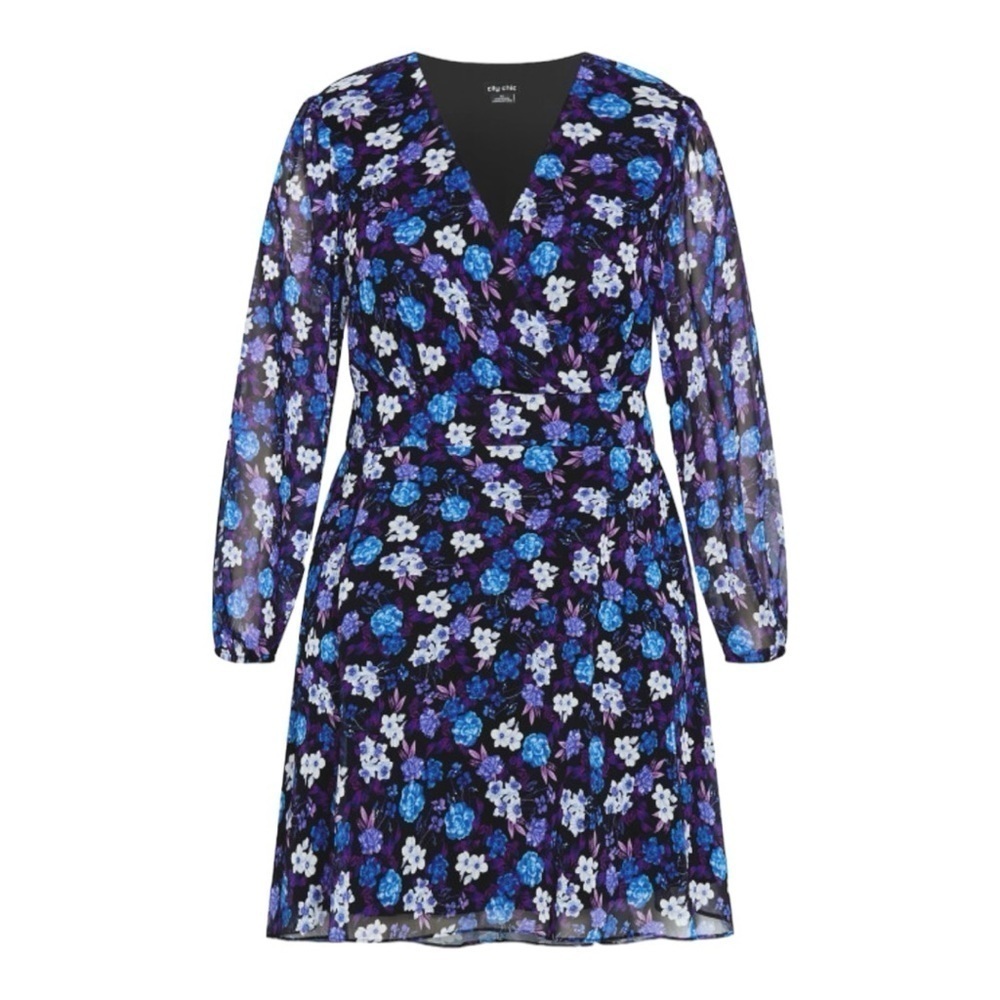 CITY CHIC Khloe Print Dress - Black Size XS(14W)